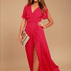 Lulu’s Red Wrap Maxi Dress
